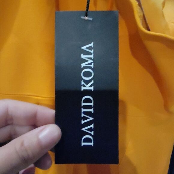 DAVID KOMA ONE-SHOULDER CADY MINI DRESS IN ORANGE sz UK 12 - Picture 6 of 12